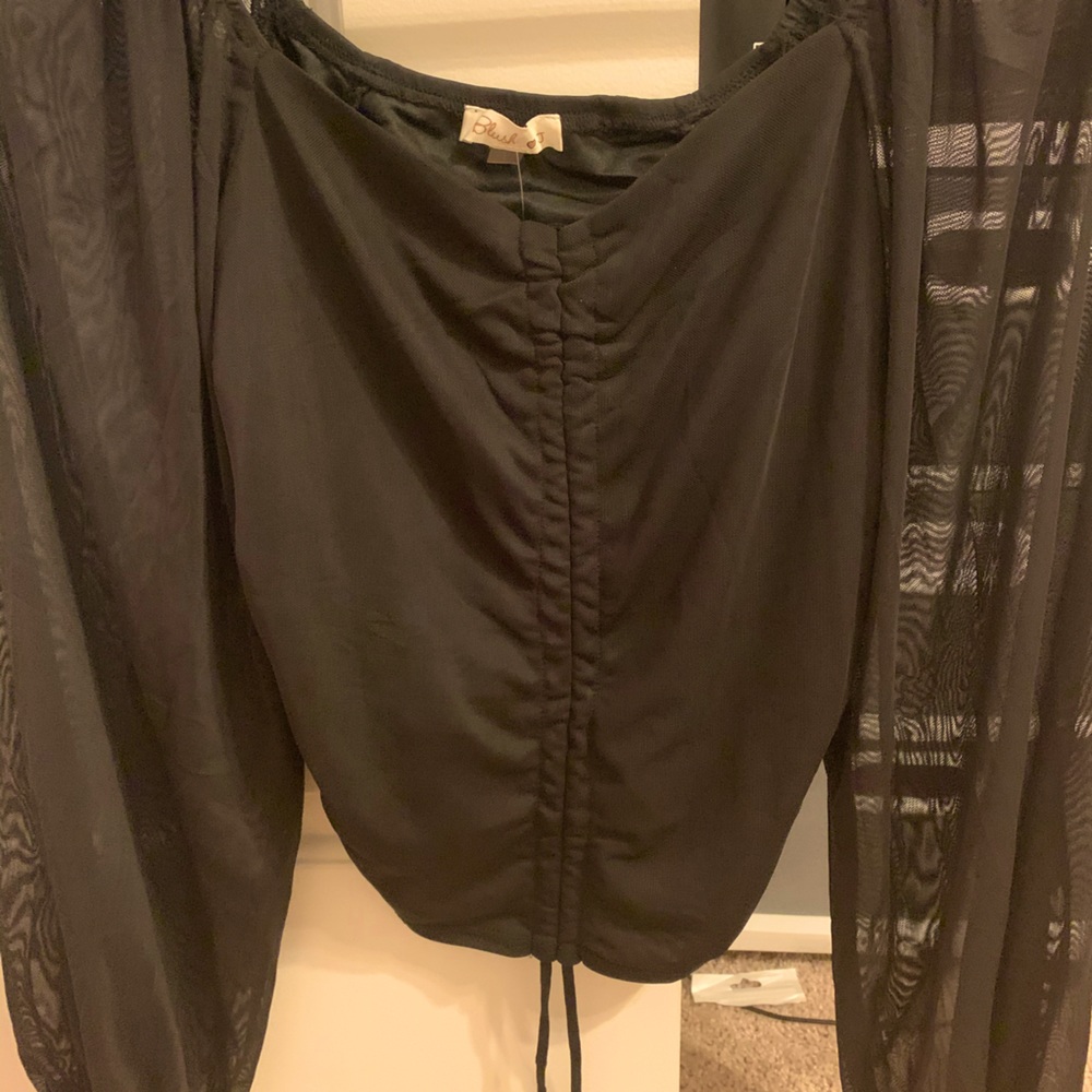 Black cropped off the shoulders top